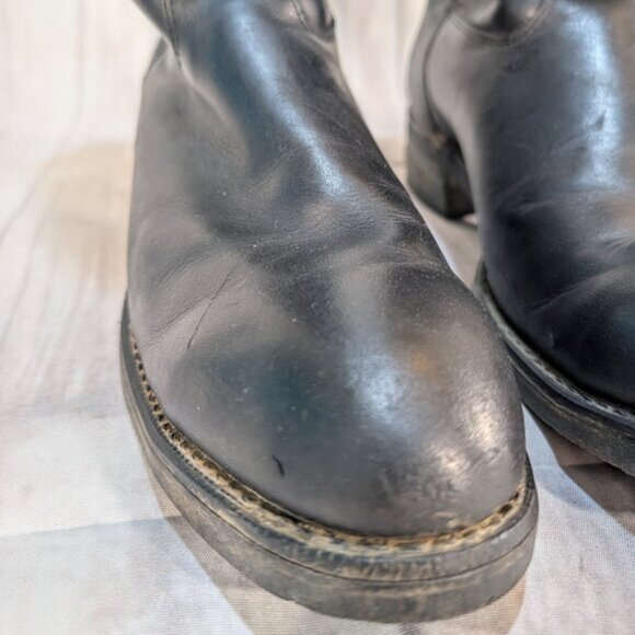 STC Safety Toe Black Leather Pull-On Western Style Work Boots Size 10 main image 6